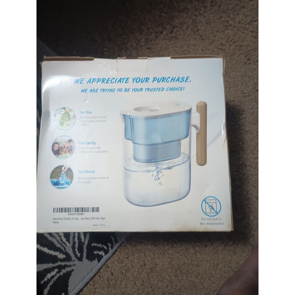 Waterdrop Chubby 10-Cup Water Filter Pitcher, NSF Certified,Long-Lasting 200 gal